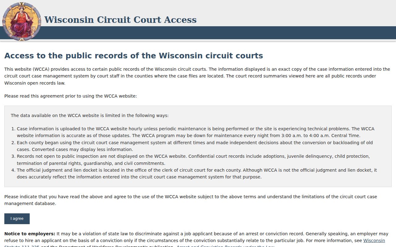 Wisconsin Circuit Court Access search used for a Superior resident lookup